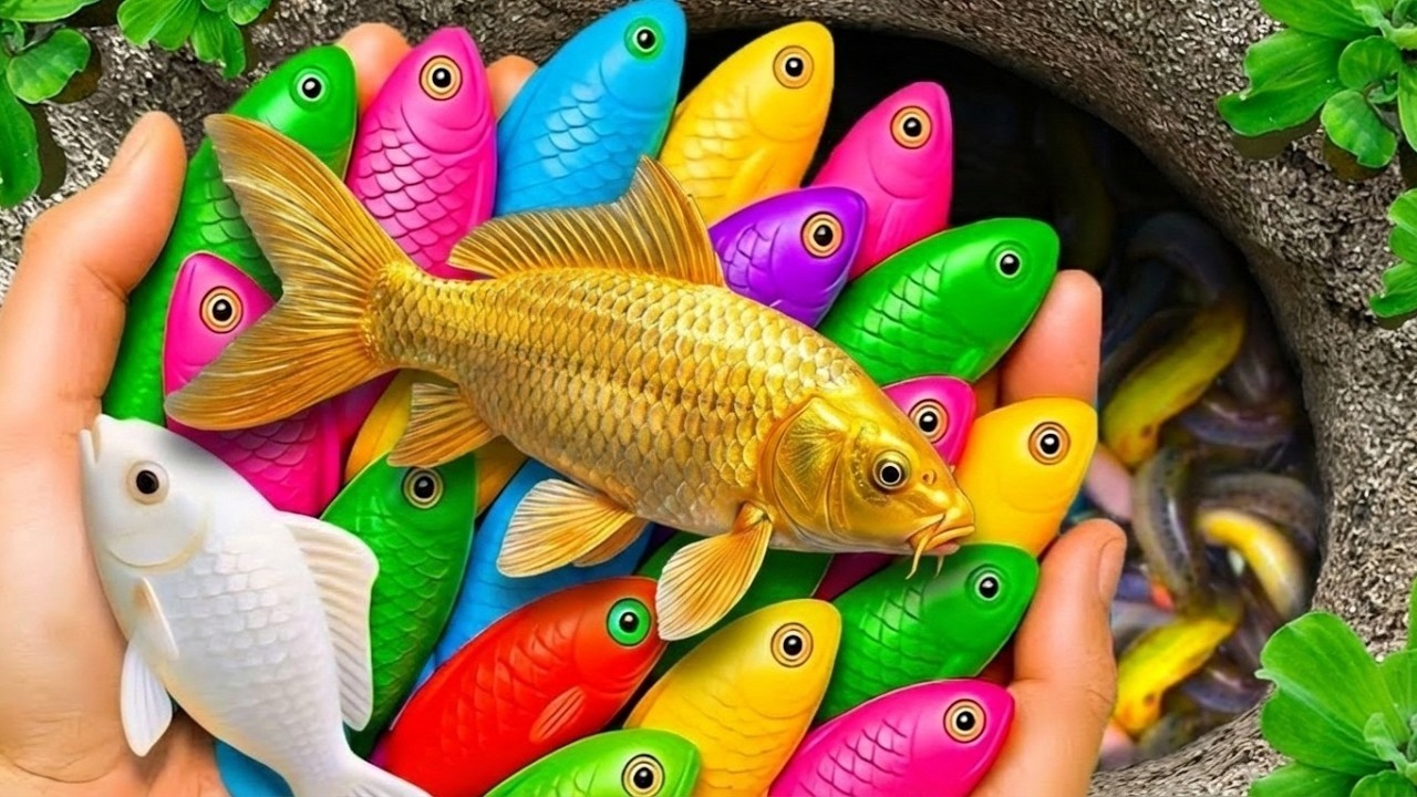 Catching Beautiful Aquarium Fish in Small Pond | Baby Turtles, Eel, Koi Fish, Tadpoles & Nemo Fish