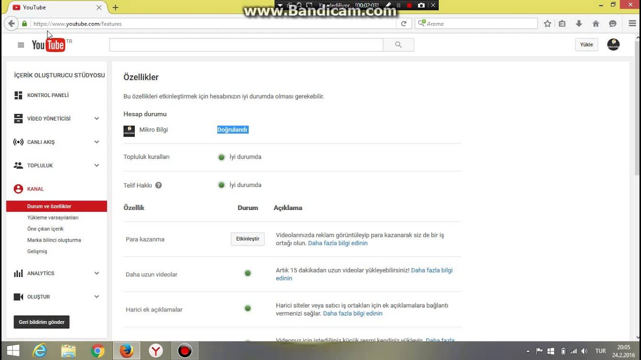 Youtube hesap doğrulama (2016)