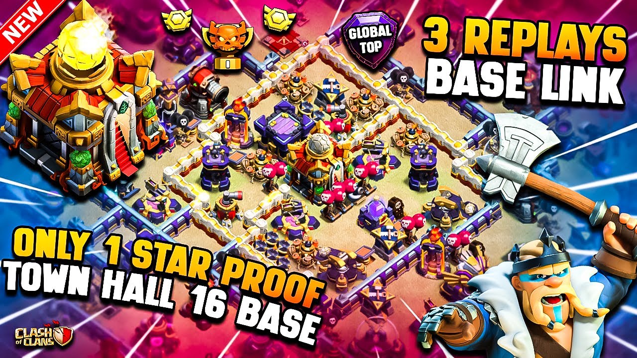 IMMORTAL TH16 Base Link + 3 Replays PROOF (Only 1 Star TH16 War Base) | Best Town Hall 16 For Legend