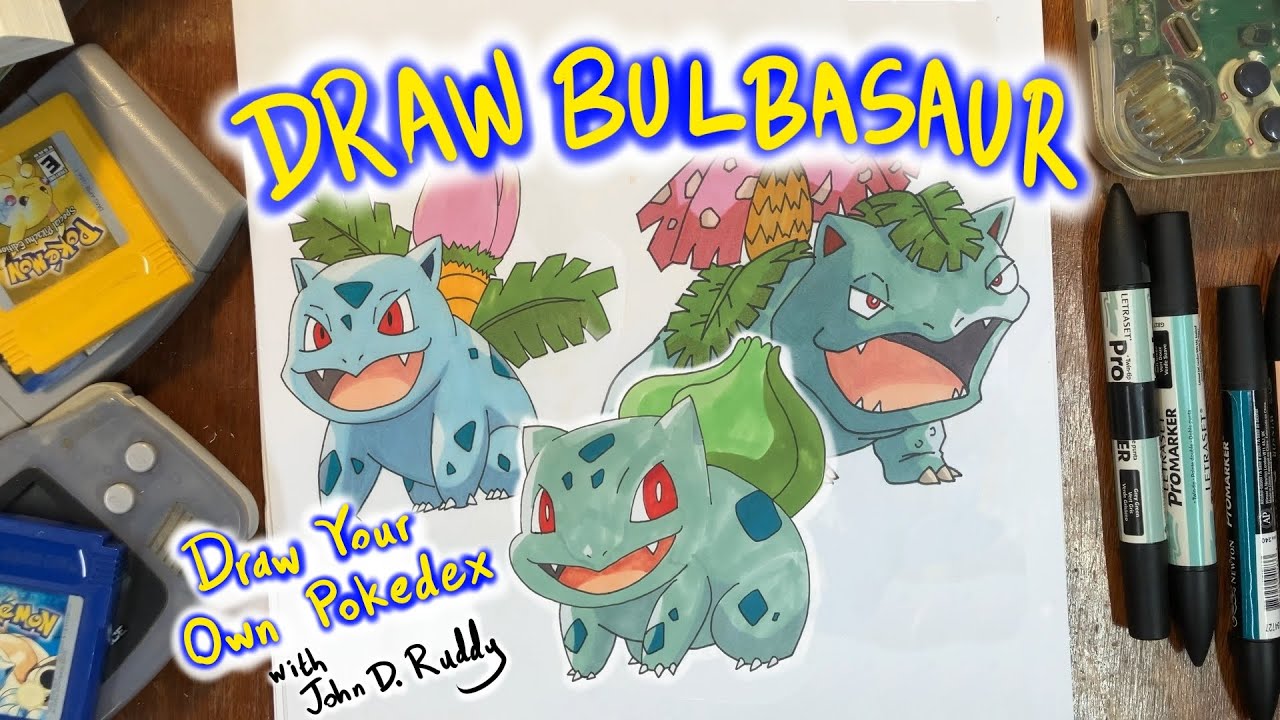 How to Draw Bulbasaur, Ivysaur, Venusaur - Draw Your Own Pokedex Ep001