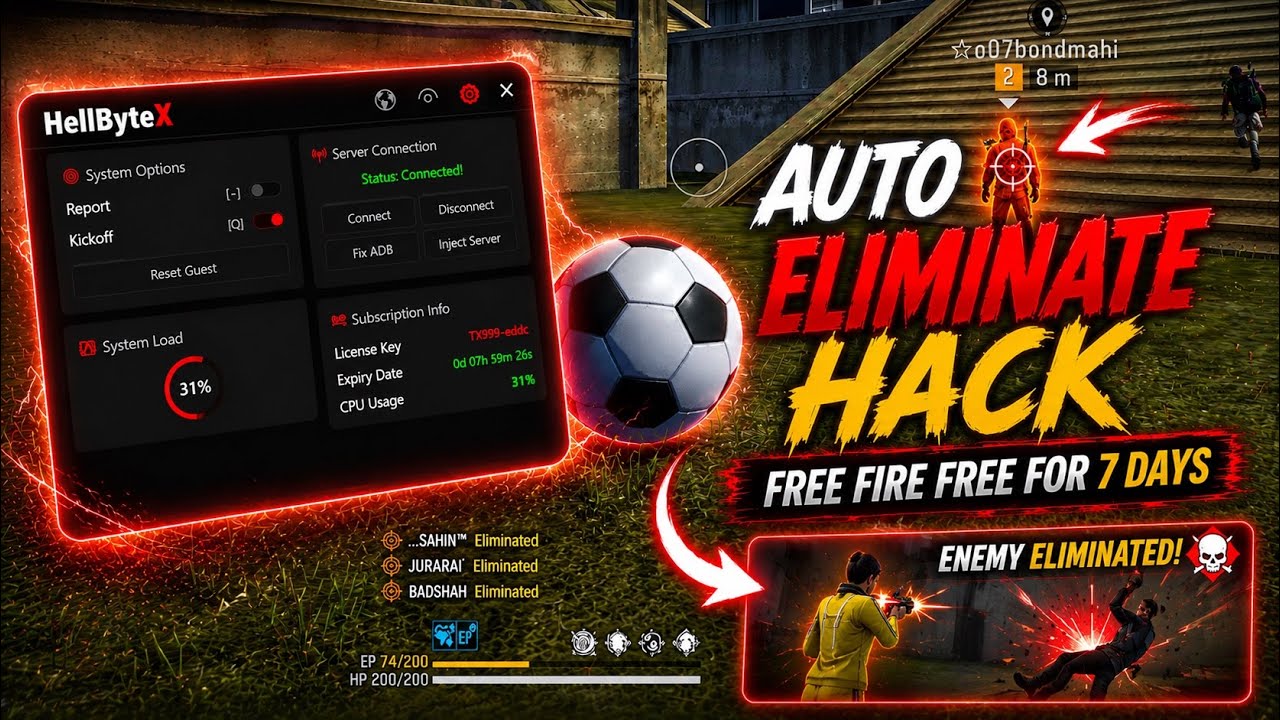 AUTO ELIMINATE HACK | FOOTBALL AUTO ELINIMATE | AUTOKILL | GARENA FREE FIRE 👹|