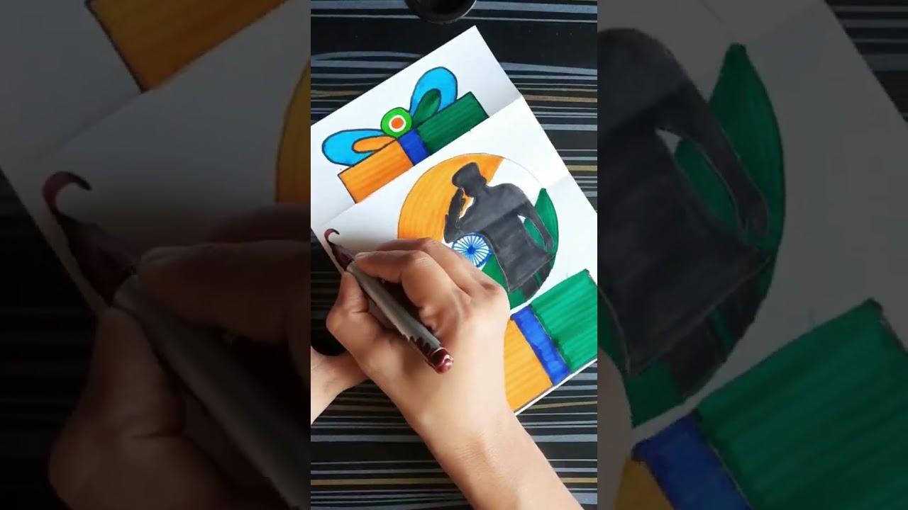 Creative surprise card making idea #salute to Indian Army 🇮🇳 . Independence day card #shorts