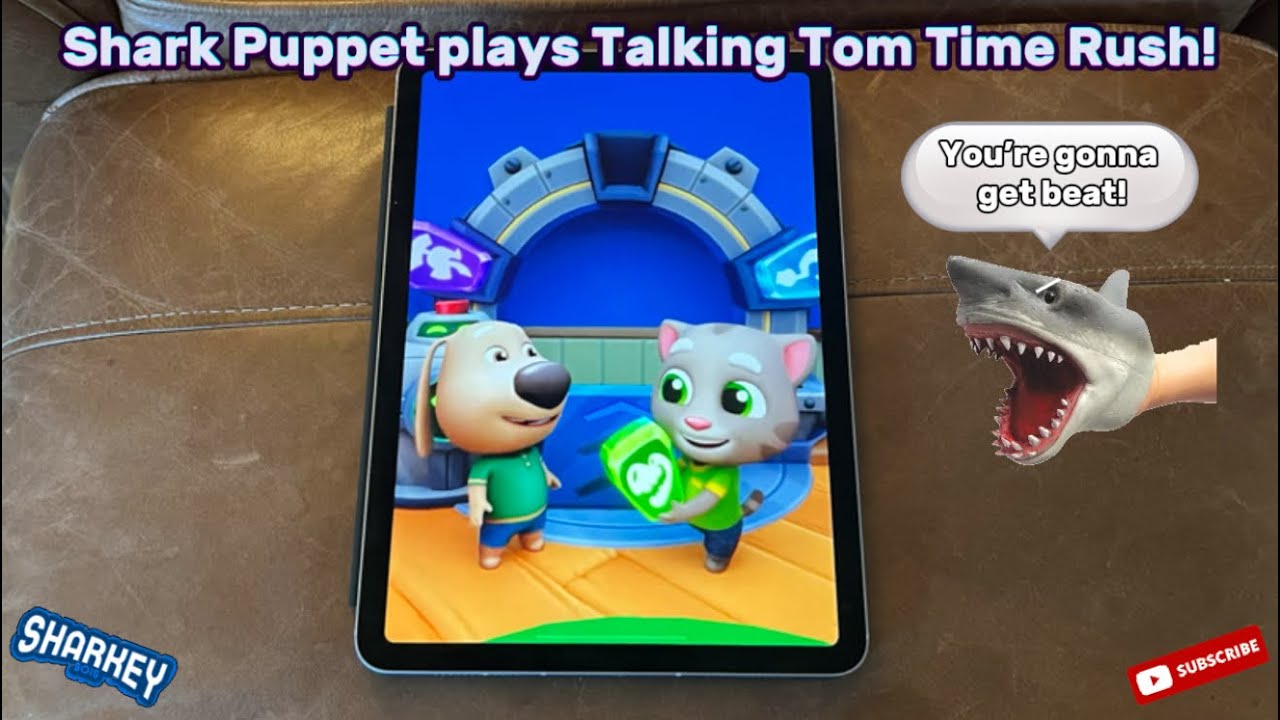 Shark Puppet plays Talking Tom Time Rush!