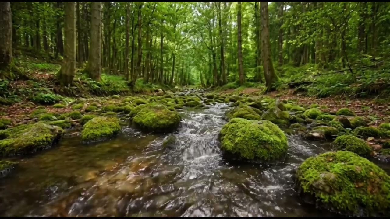 Flowing Water Sounds Beside the Trees | Relaxing Nature for Stress Relief