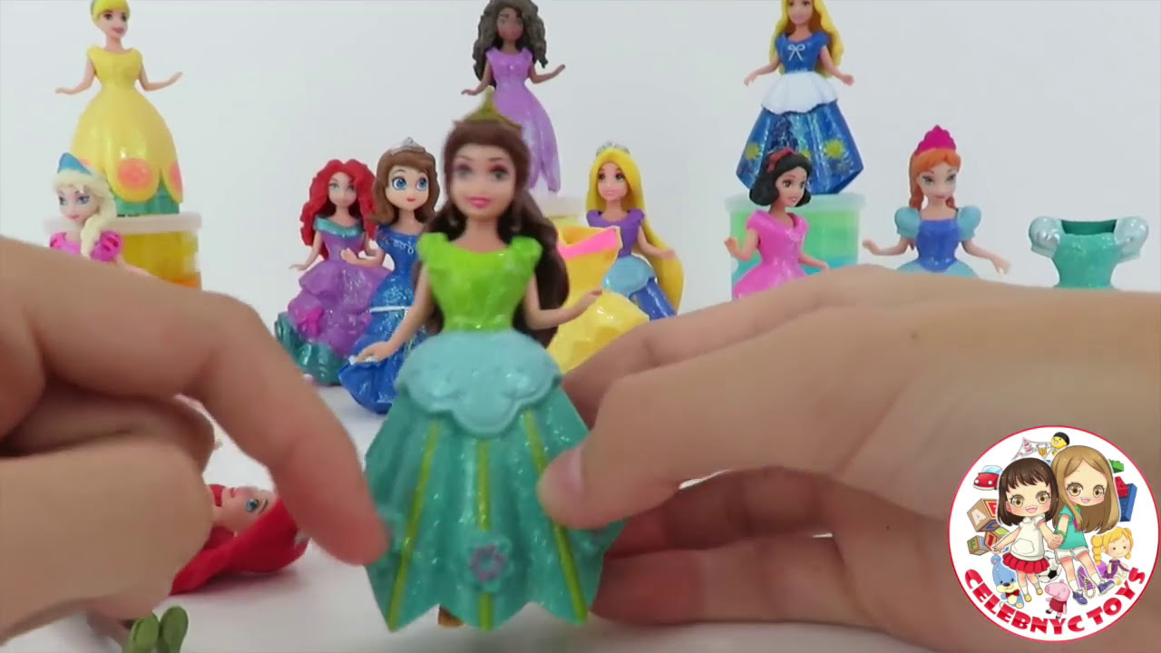Glitter Putty ! Frozen dolls Elsa & Anna Sparkly Magiclip Dolls and Friends