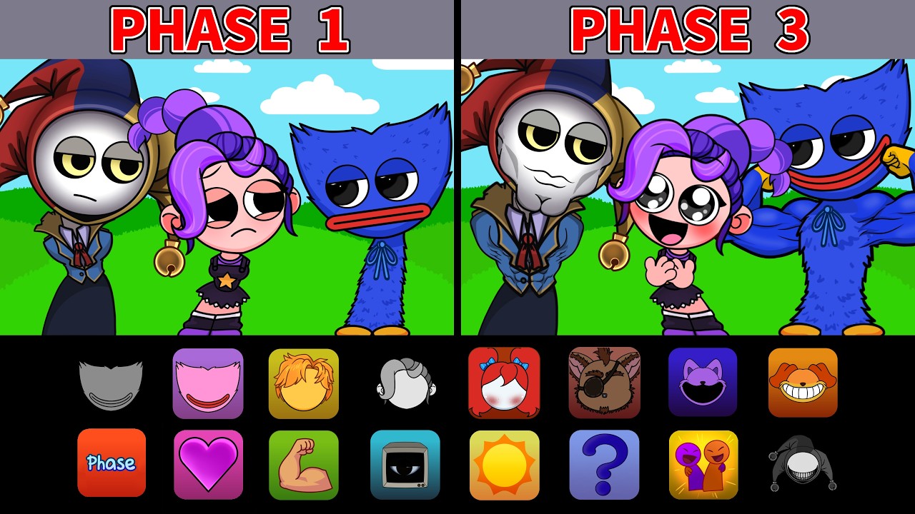 Sprunki Sigma Prototype, Lily and Haggy Waggy Phase 1 VS Phase 3 - Poppy Playtime 5 mod