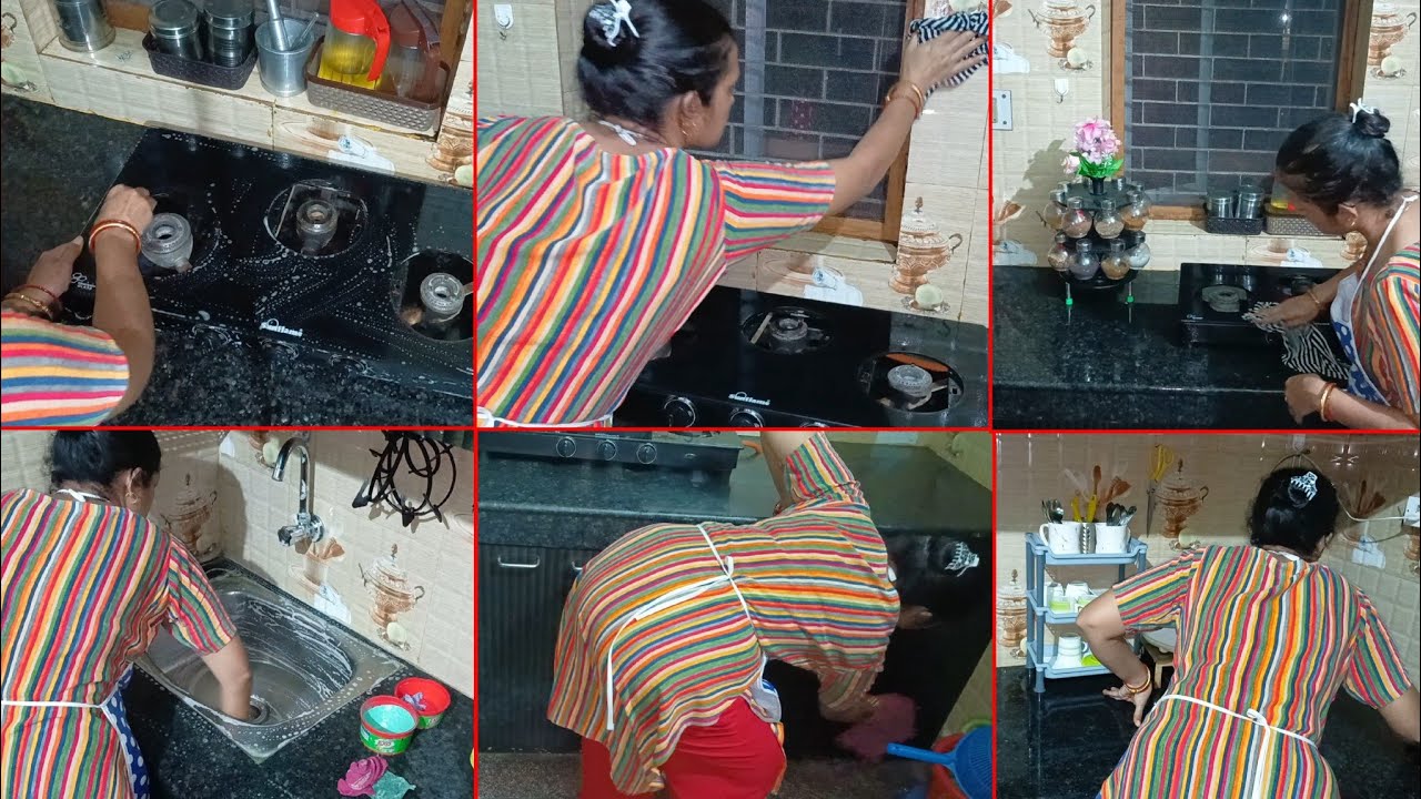💁indian housewife daily night kitchen cleaning routine🌚everyday night time kitchen cleaning routine🤷