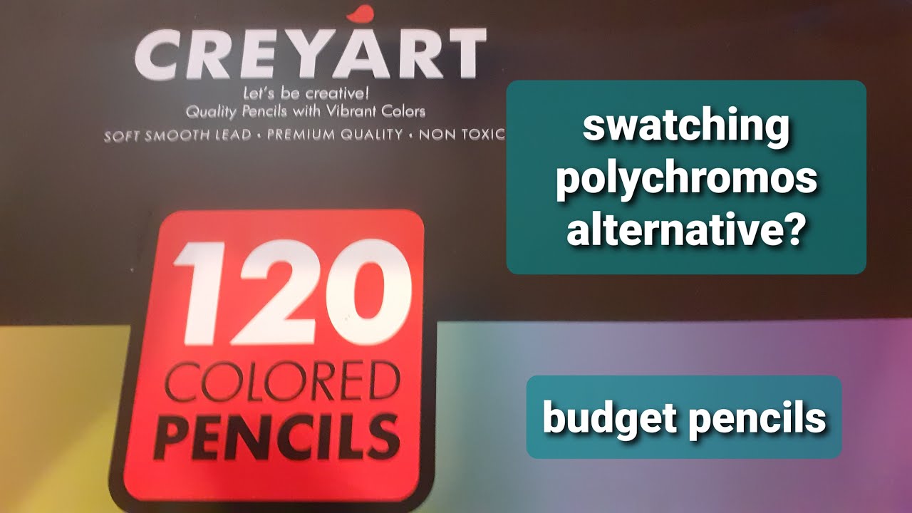SWATCHING 120 CREYART OIL BIASED BUDGET PENCILS  - POLYCHROMOS ALTERNATIVE? - ADULT COLOURING