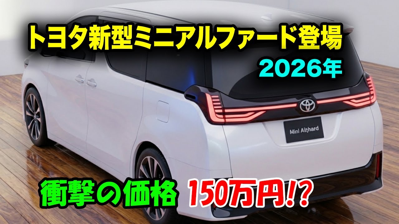 トヨタ新型ミニアルファード2026年登場、衝撃の150万円！アルファードの高級感そのままに！