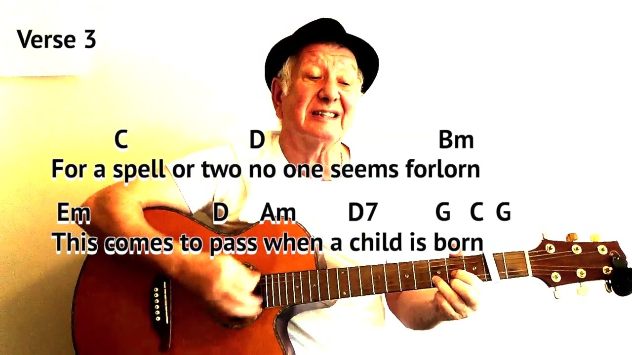 WHEN A CHILD IS BORN - Chords & Lyrics On-Screen - Key G/Capo 2nd fret