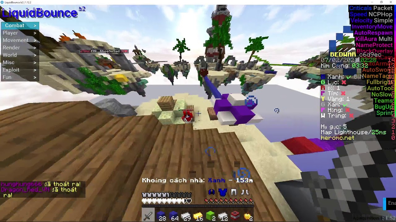 HACK BEDWARS SEVER HEROMC (Liquidbounce 1.12.2)