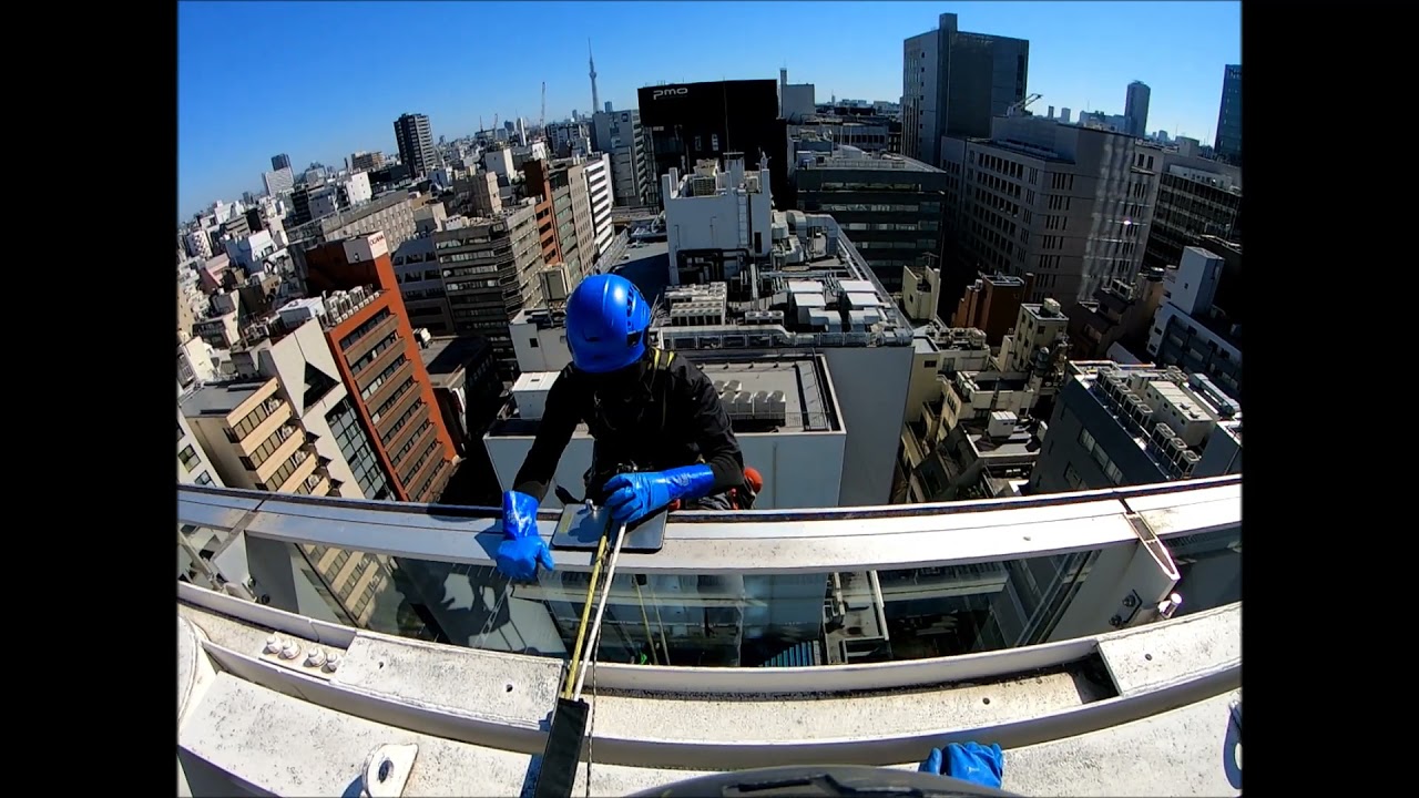 【Gopro・おわかりいただけただろうか】10階建てガラス清掃の裏側