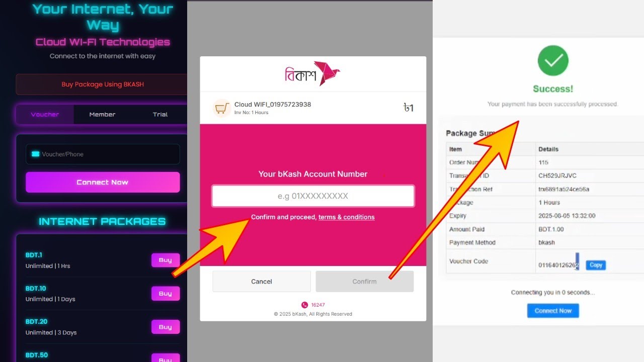 Hotspot Zone Bkash Payment User Auto Connect Mikrotik