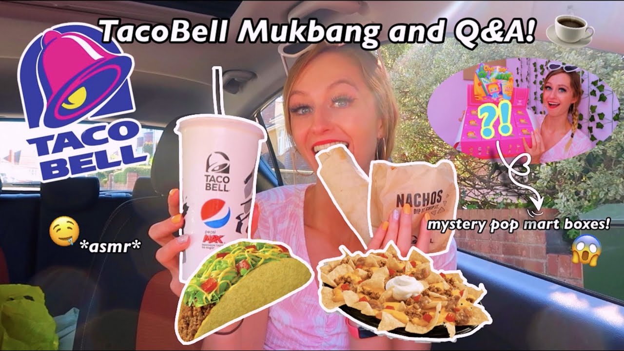 Taco Bell Mukbang and Juicy Q&A!!😋🌮☕️ (plus opening mystery POP MART blind boxes!😱🎁)