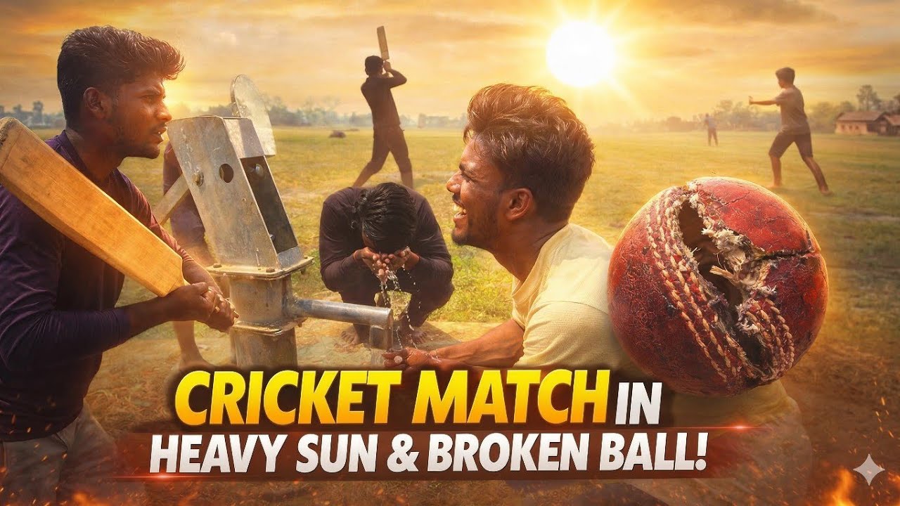तेज धूप में Cricket Match 🏏☀️ | Ball फट गई Match के बीच में 😱 | Village Cricket
