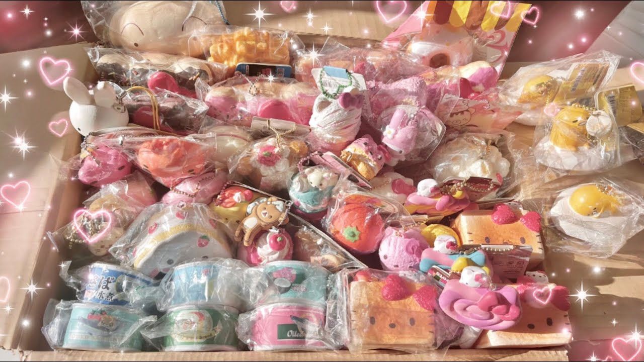 nostalgic squishy package opening 🍡 rare sanrio, ibloom, puni maru, rilakkuma squishies!