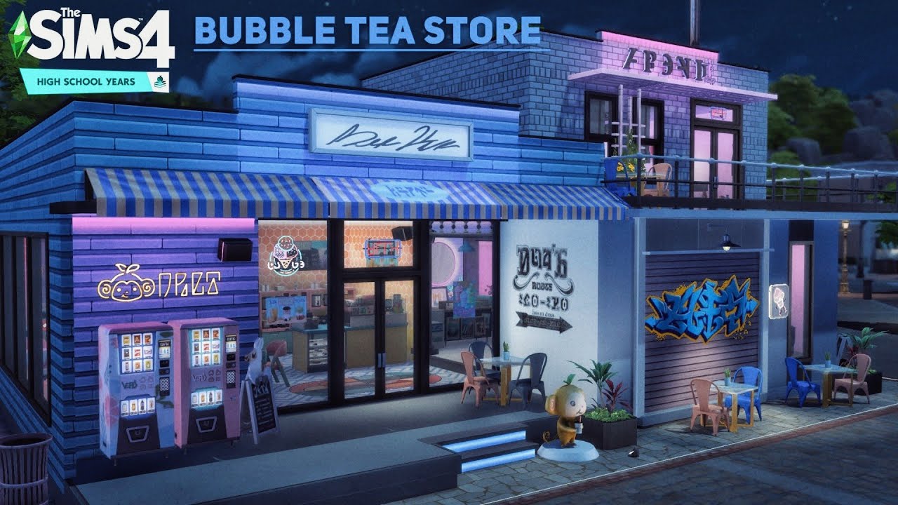 Bubble Tea Store🥤 HIGH SCHOOL YEARS (No CC) the Sims 4 | Stop Motion