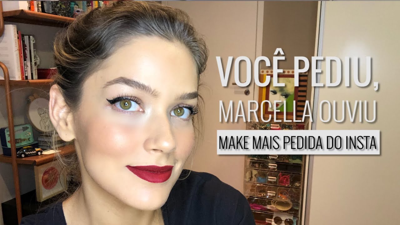 TUTORIAL : MAKE RÁPIDA - DELINEADOR E BATOM VERMELHO #VOCÊ PEDIU MARCELLA OUVIU