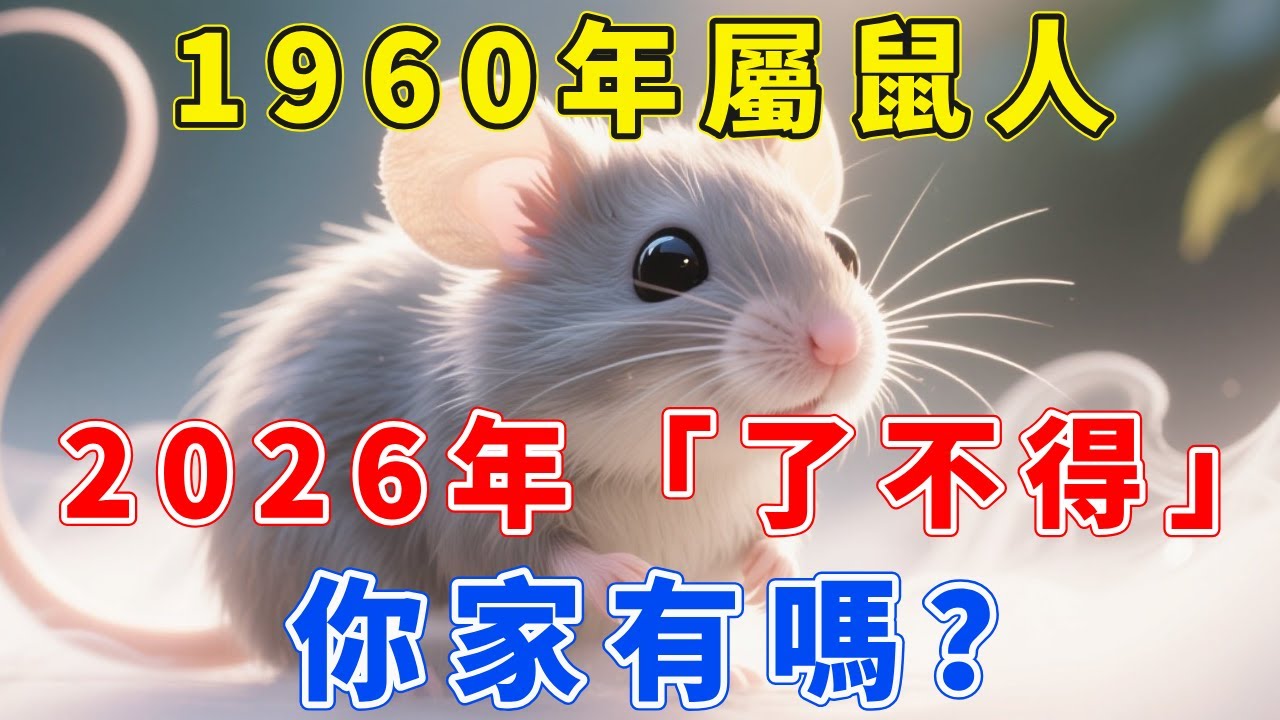 1960年屬鼠人，庚子年出生，2026年「了不得」！你家有嗎？【福慧生肖】#生肖 #運勢 #風水 #財運 #命理
