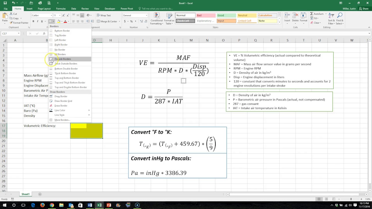 How to create a volumetric efficiency calculator