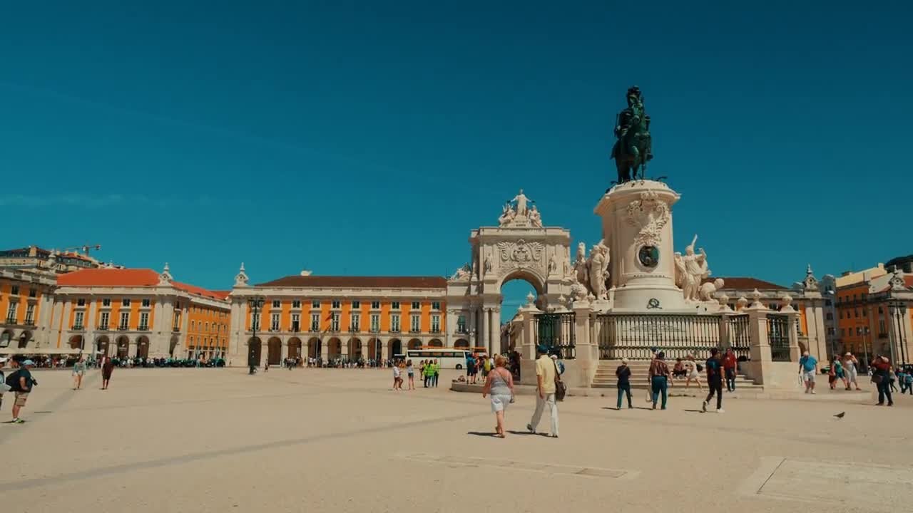 Shot Of The Downtown Of Lisbon, Portugal Stock Video