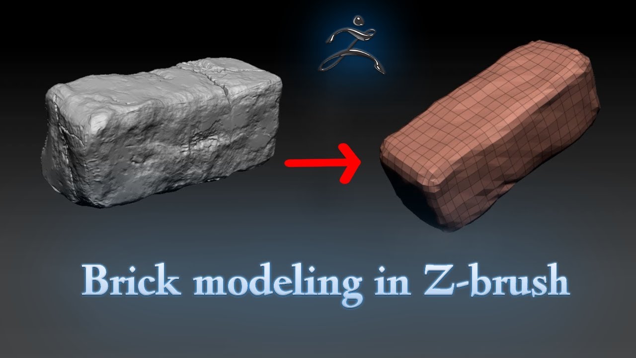 Brick (Broken) modeling in z-brush | How to model Brick in Z-brush | Z-Remesher | Dynamesh  tutorial