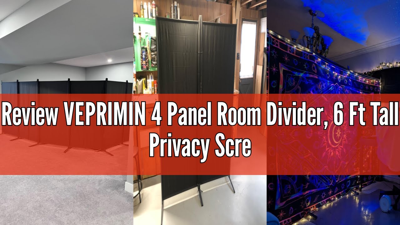 Review VEPRIMIN 4 Panel Room Divider, 6 Ft Tall Privacy Screens and Room Dividers, Wall Divider Pane