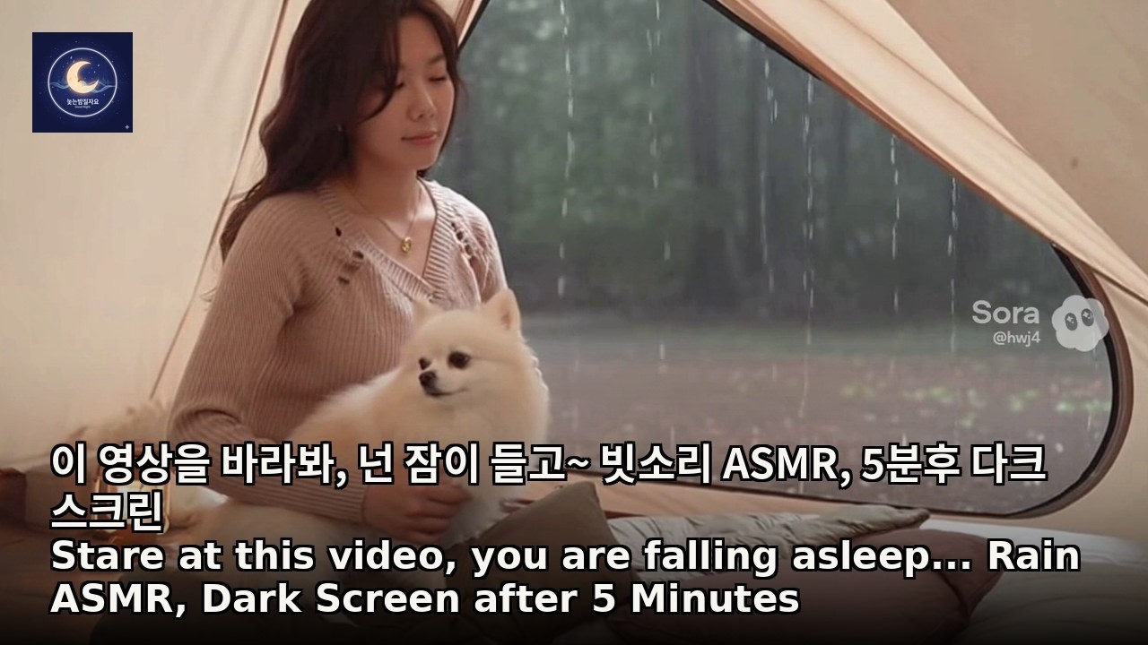 이 영상을 바라봐, 넌 잠이 들고~ 빗소리 ASMR, 5분후 다크 스크린