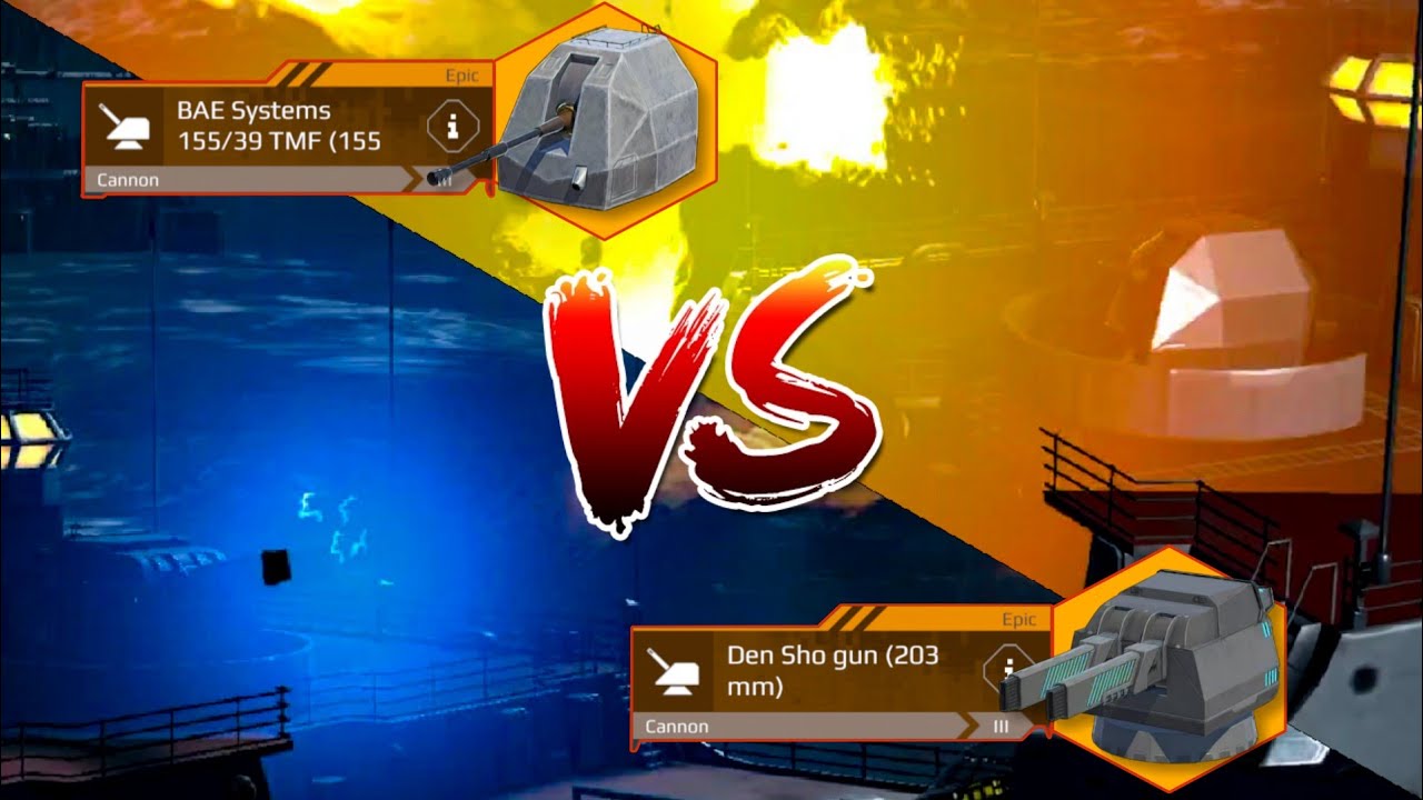 Den Sho gun (203 mm) VS BAE Systems 155/39 TMF (155 mm) | (Tier-3) Comparison #modernwarships