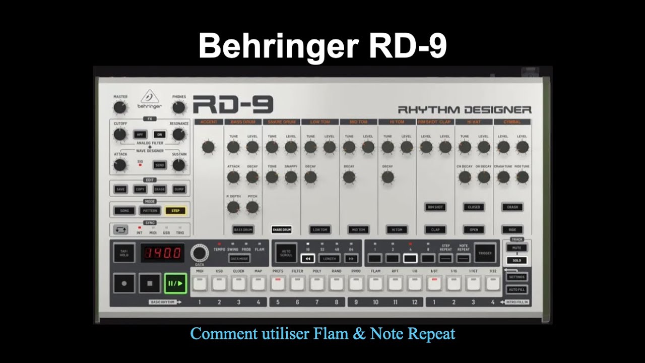 Behringer RD 9 - comment utiliser Flam & Note Repeat
