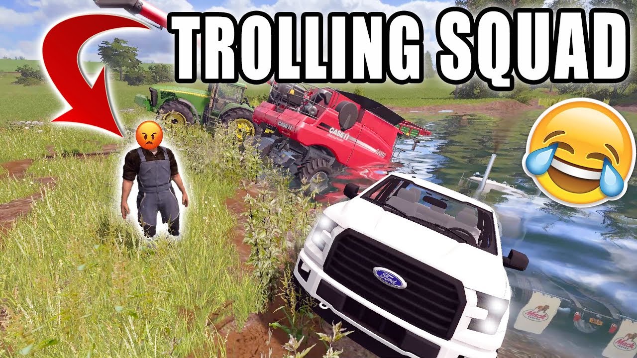 TROLLING THE SQUADS FARM | HE CHASES US | LONE OAK FARMS | FARMING SIMULATOR 2017