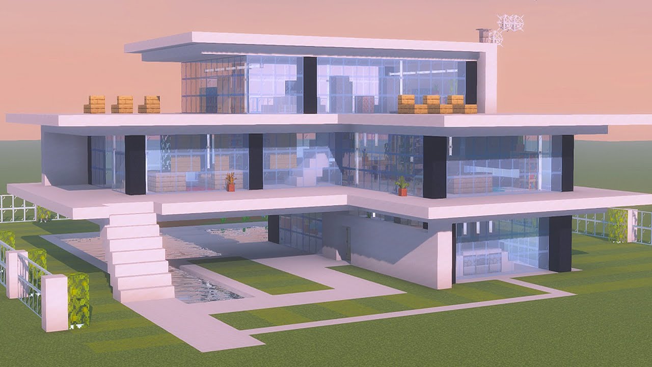 Minecraft Tutorial: MANSÃO SUPER MODERNA COMPLETA COM MOBÍLIA E DOWNLOAD