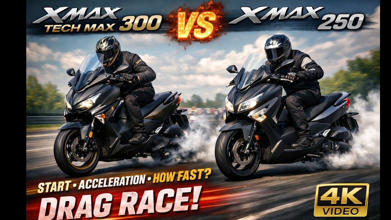 Yamaha xmax tech max 300 - xmax 250 start, acceleration, how fast,  DRAG RACE | 4K
