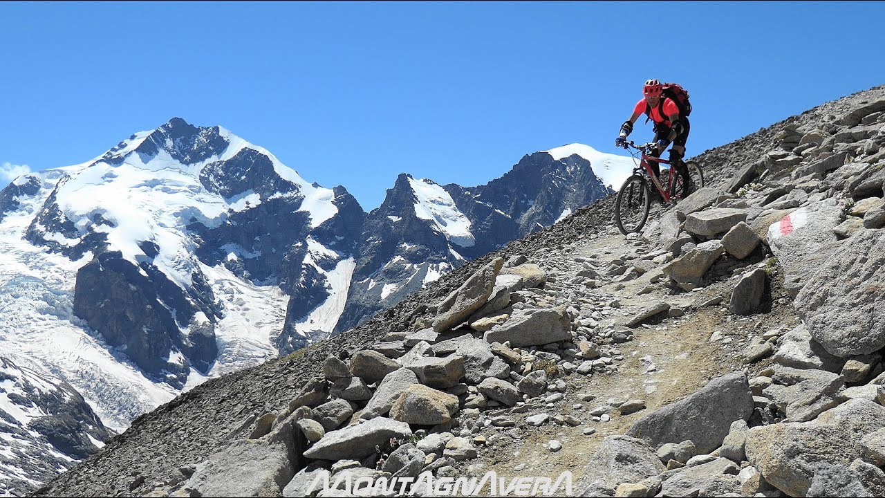 Munt Pers 3206 mt MTB  Bernina-Diavolezza  discesa Ghiacciai Vadret Pers e Morteratsch