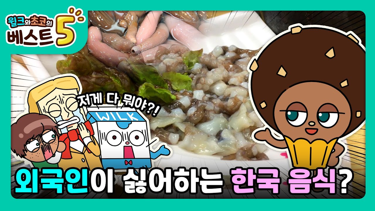 윌크와 초코의 베스트5 | 외국인이 싫어하는 한국 음식 베스트5 | 애니메이션/만화/디저트/animation/cartoon/dessert