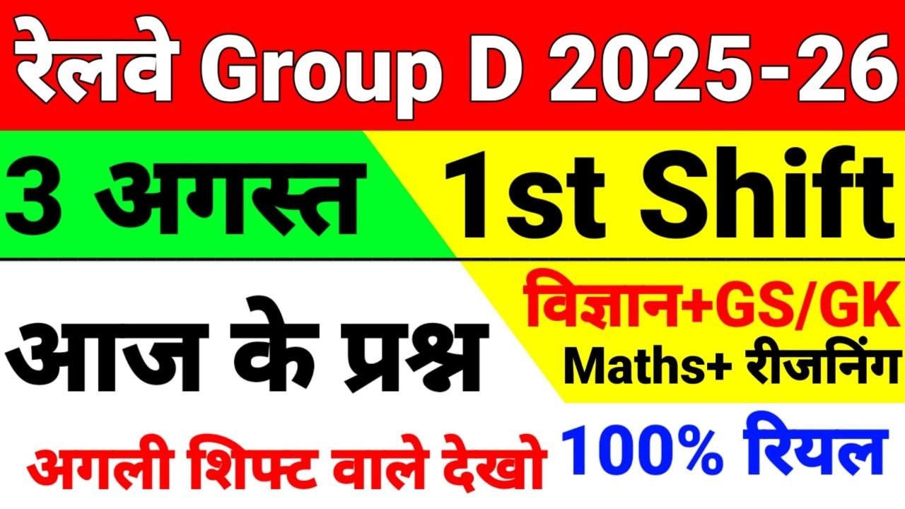Railway Group D Exam Analysis 2025-26 | August 3rd 1st Shift All Questions | 100% Real