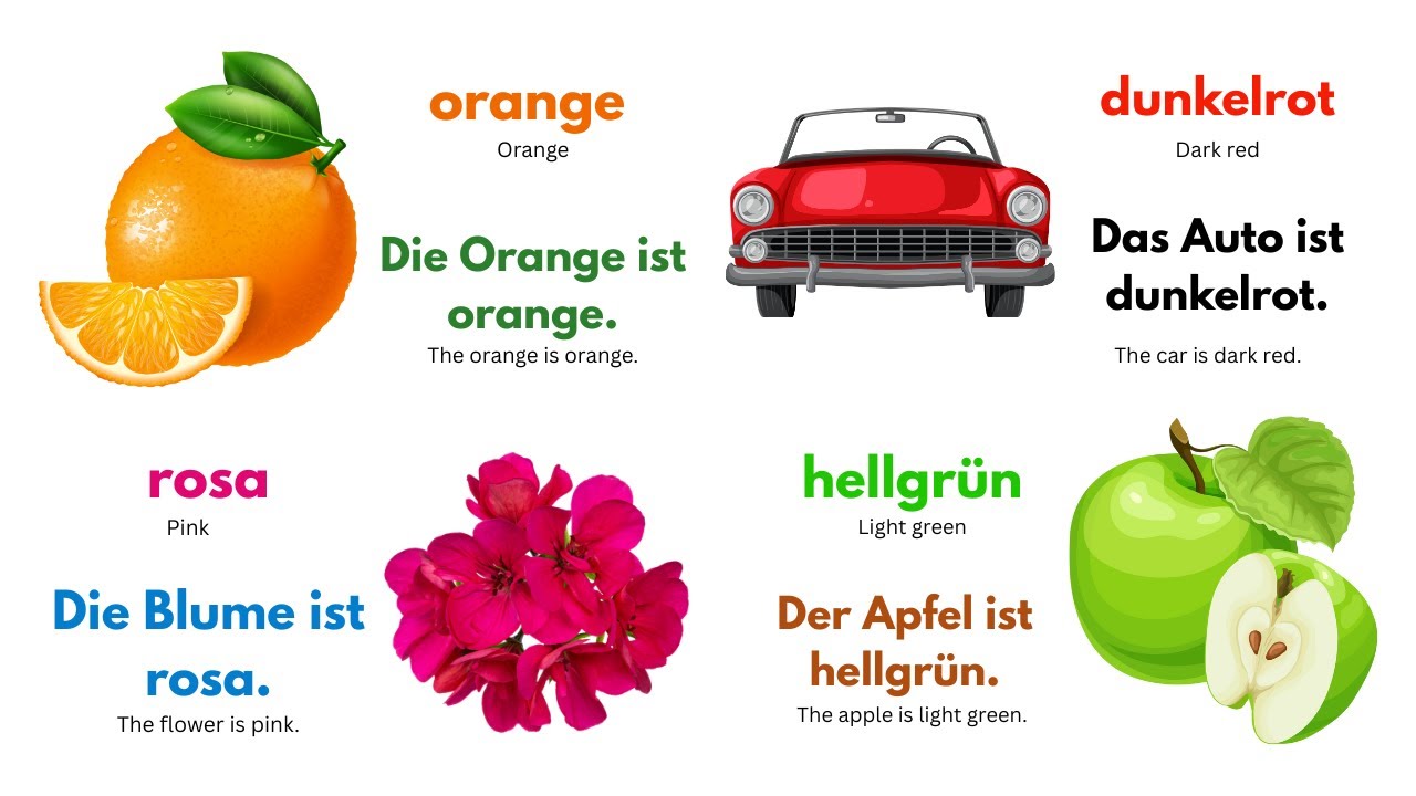 50 Farben auf Deutsch lernen mit Beispielsätzen