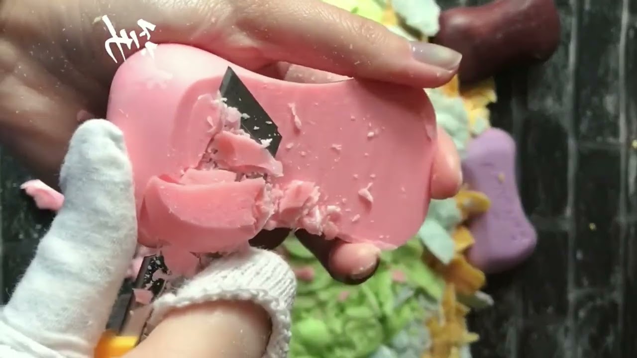 Stress relief soap ASMR 🧼💗Satisfying soap sli ce – full relaxation mode!@Tiniwiniwonder