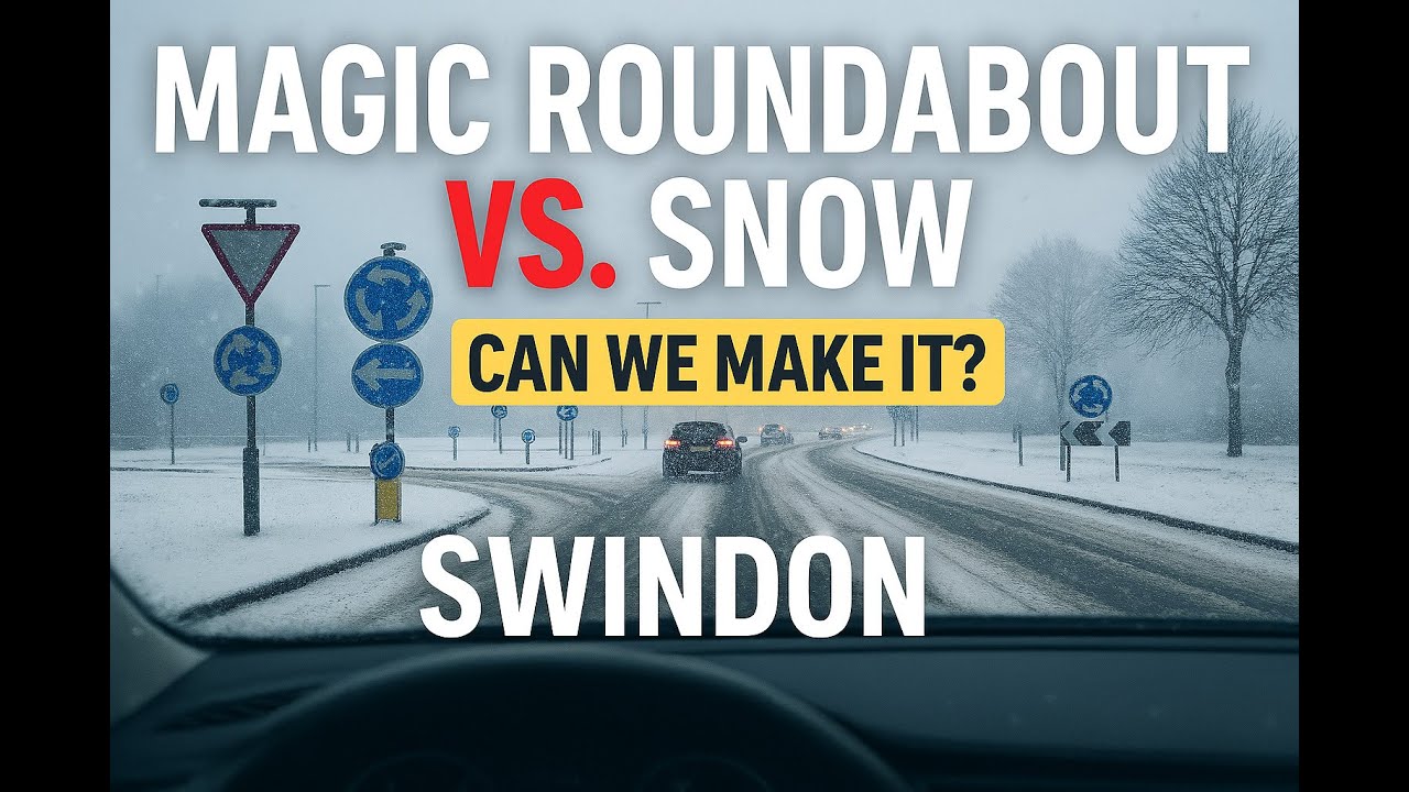 Magic Roundabout vs. Snow:Can We Make It? #POV #ASMR #WinterDrive #Swindon #SnowDay #MagicRoundabout