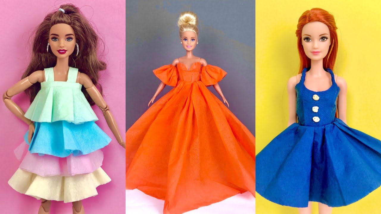 DIY BARBIE DRESS 👗 NO SEW | Barbie Dolls Paper Clothes