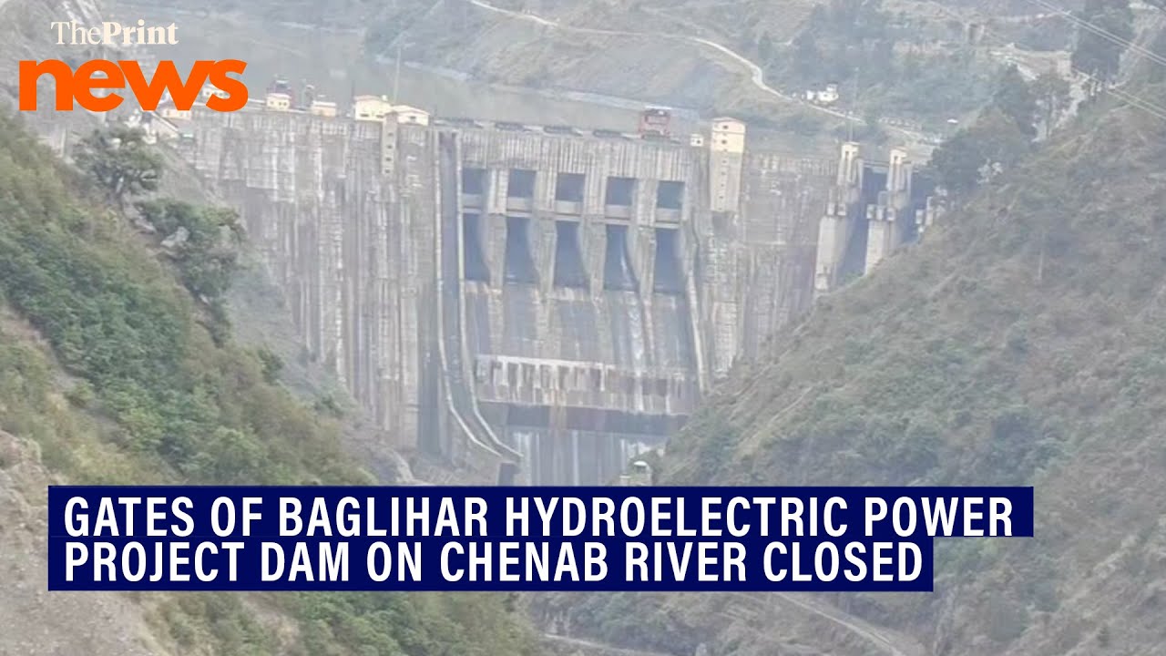 All gates of Baglihar Hydroelectric Power Project Dam on Chenab River closed