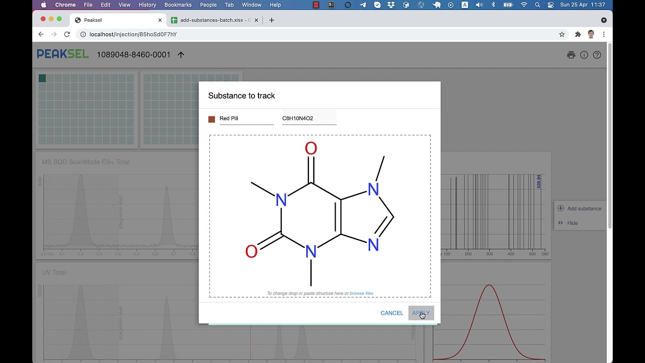 Adding chemical structures to chromatograms in Peaksel