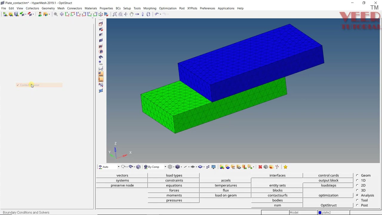 Hypermesh | Create Contacts between Bodies | Auto contact method