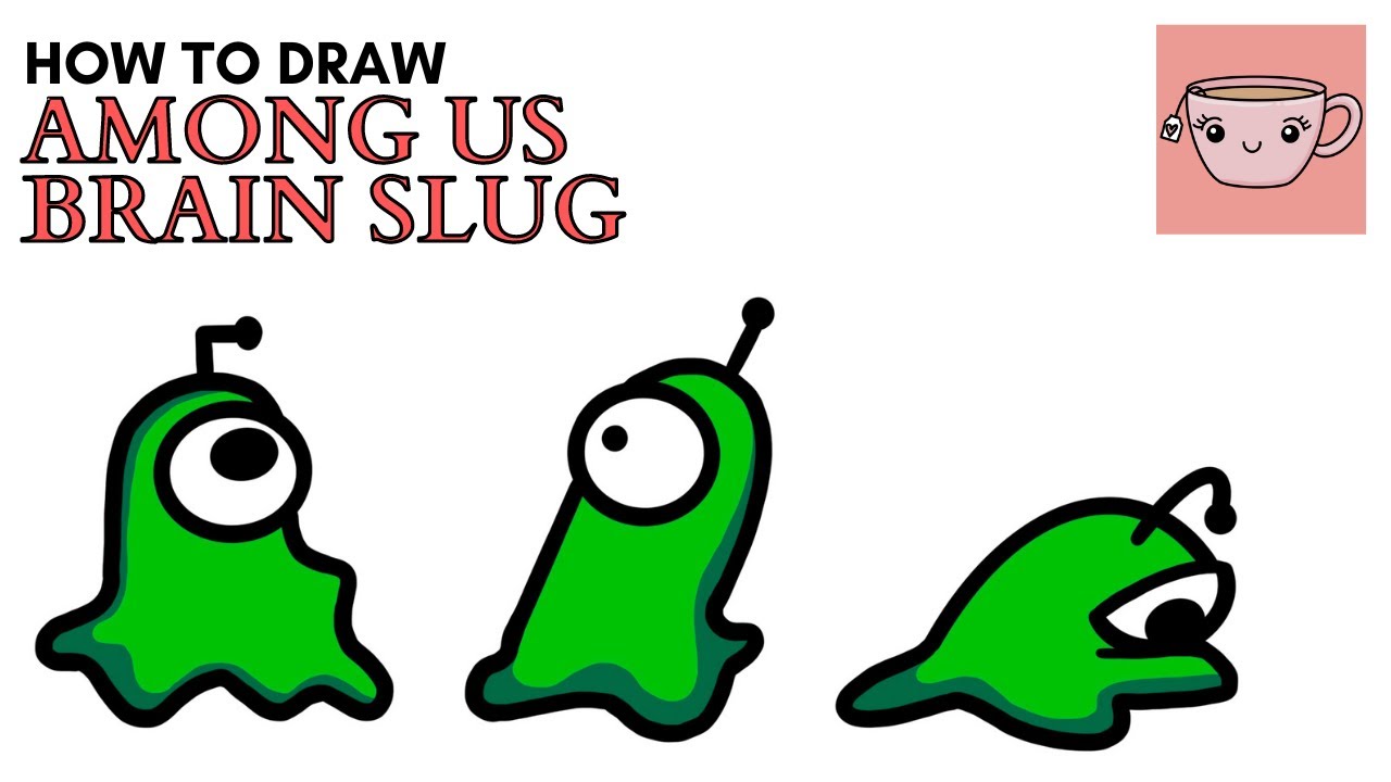 How To Draw Among Us Brain Slug Pet | Imposter Killing Reaction | Easy Step By Step Drawing Tutorial