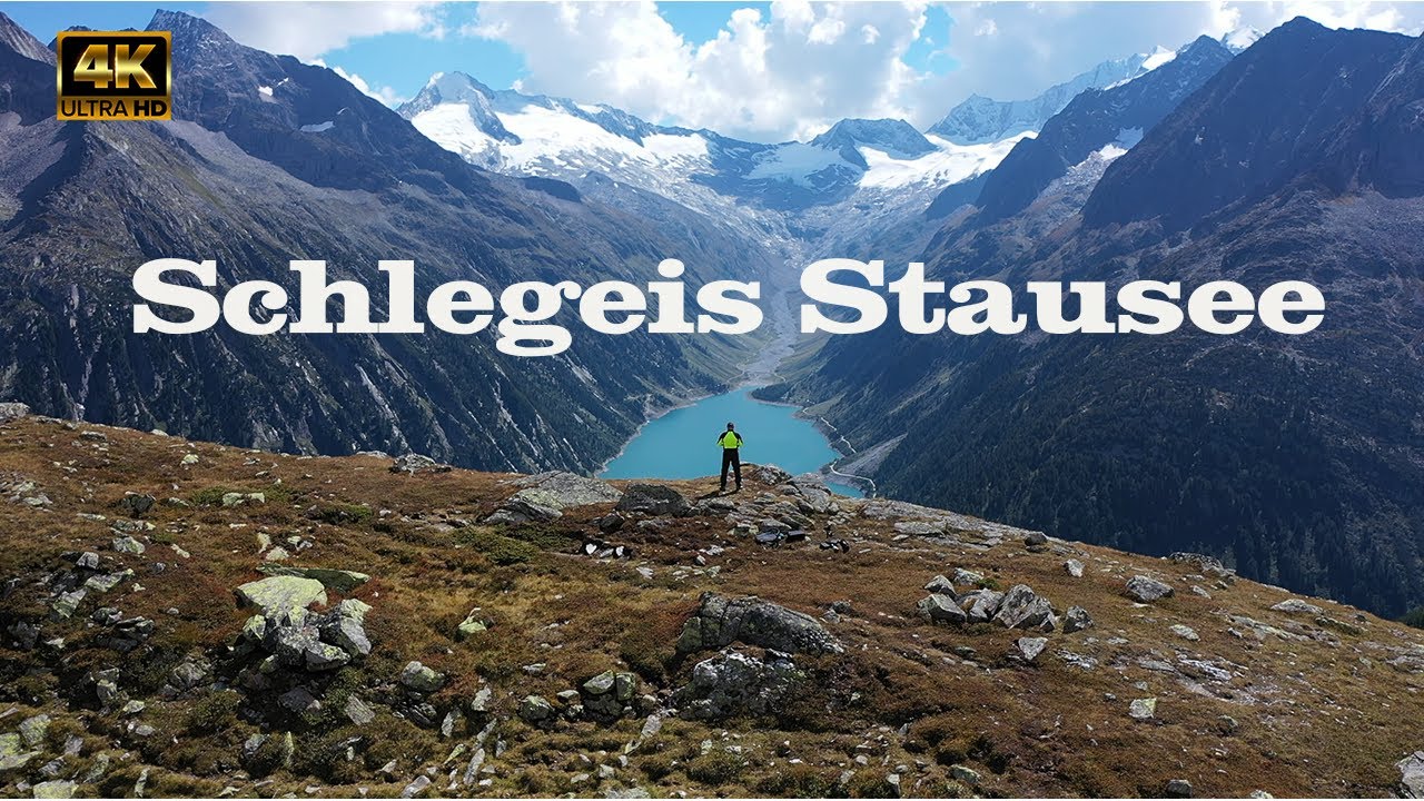 Schlegeis-Stausee - Olperer H&uuml;tte. One of the most beautiful places in the Tyrolean Alps. 4K video.