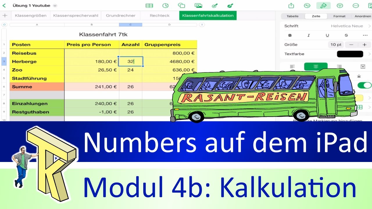 Numbers auf dem iPad - Modul 4b: Kalkulation erstellen