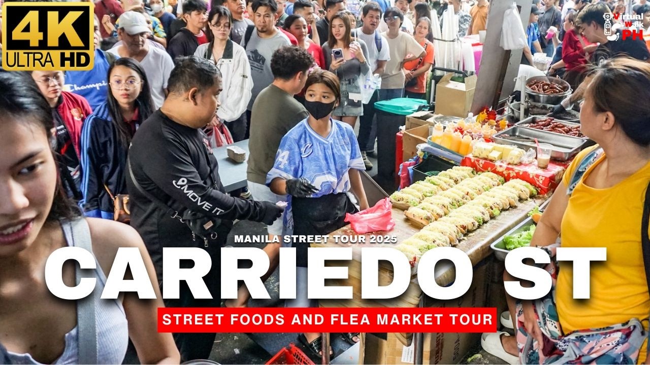[4K] AMAZING Street Foods & Flea Market | CARRIEDO QUIAPO, Manila City Street Tour 2025