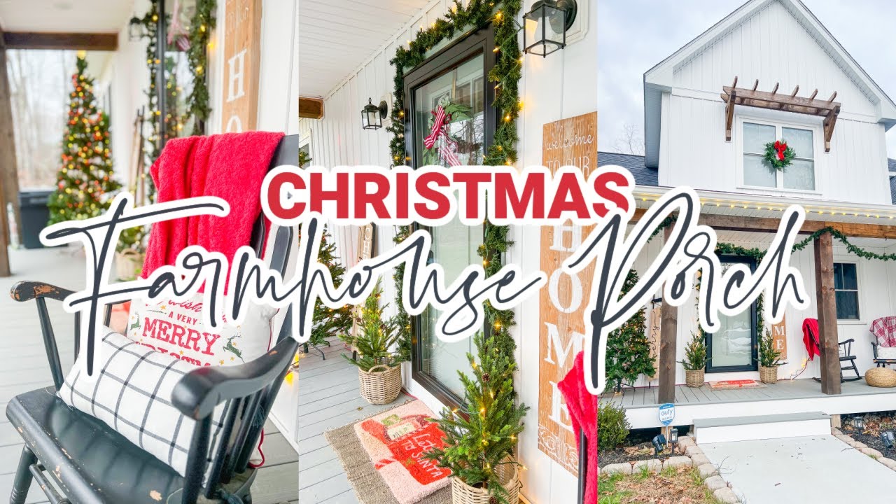 CHRISTMAS FRONT PORCH DECORATE WITH ME // FARMHOUSE CHRISTMAS // CHARLOTTE GROVE FARMHOUSE
