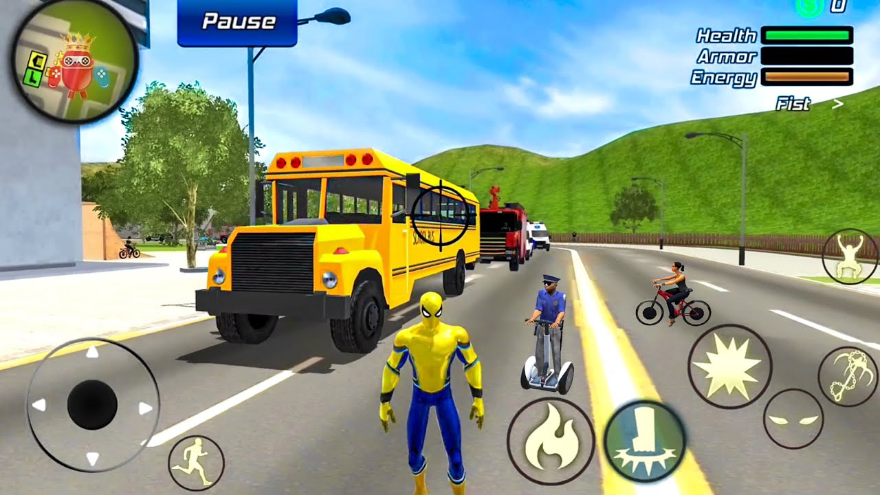 Spider Rope Hero Gangster Crime - School Truck Driving at Vegas City - Android Gameplay
