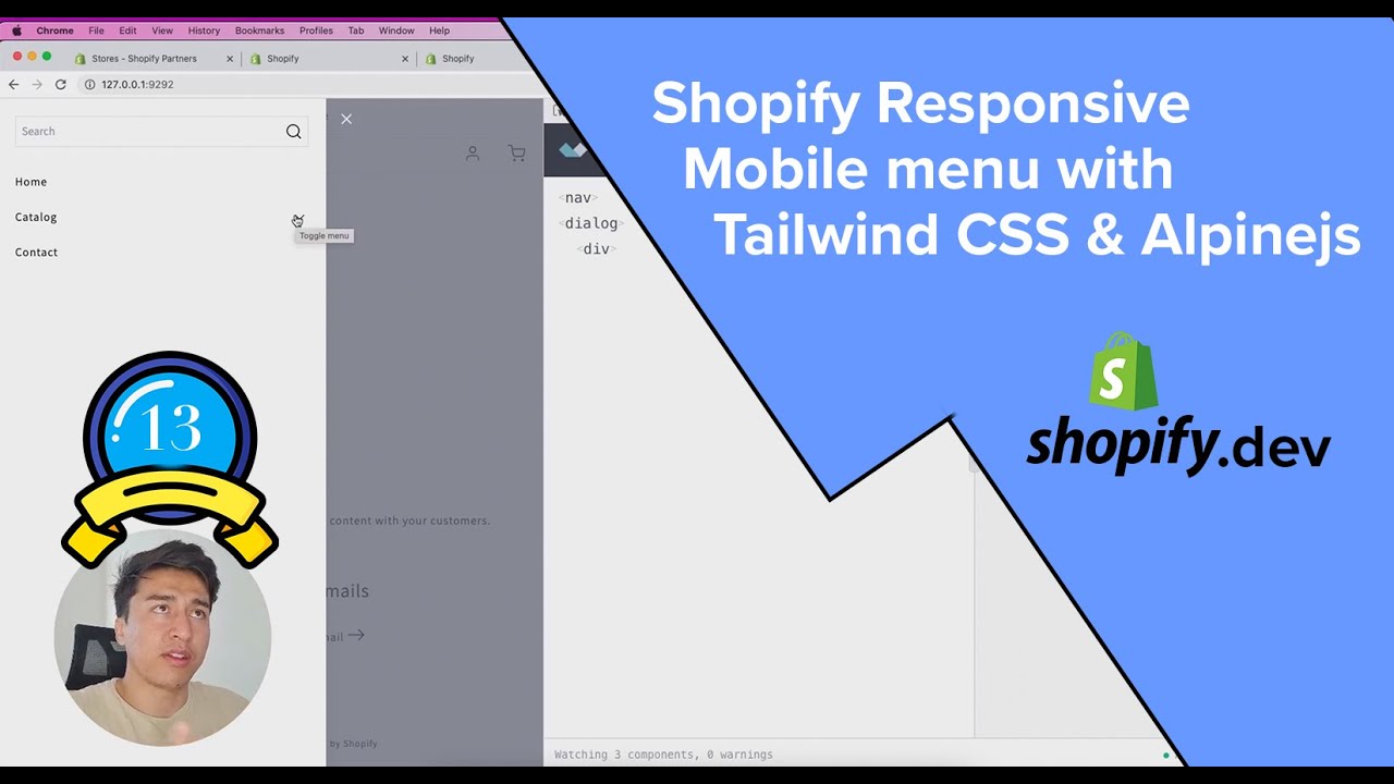 14 - Shopify Responsive Mobile menu with Tailwind CSS & Alpinejs